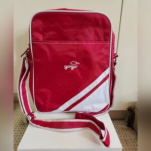 Soren "GoGo" Red/White Nylon Retro "Flight Bag" Zip w/Adjustable Crossbody Strap